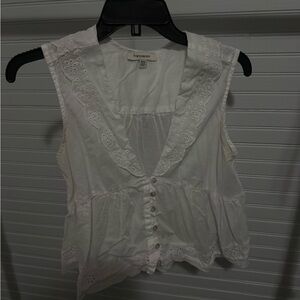 Francesca's Collections White Eyelet Button-Down Blouse